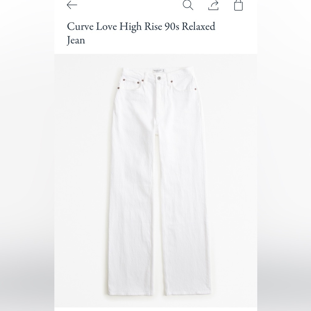 NWT Abercrombie Curve Love High Rise 90s Relaxed White Jeans | Size 36 Long